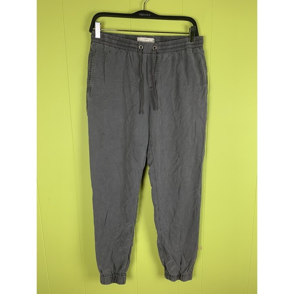 H&M LOGG Pants Size 8 Gray Green Elastic Waist Pockets Drawstring - Picture 1 of 10